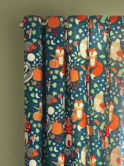 Catherine Lansfield Green Fox and Woodland Friends Eyelet Curtains - Image 1 of 4