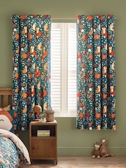 Catherine Lansfield Green Fox and Woodland Friends Eyelet Curtains - Image 2 of 4