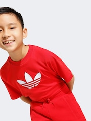 adidas Originals Red Trefoil T-Shirt and Shorts Little Kids Set - Image 5 of 8