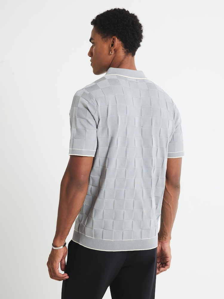 River Island Grey Short Sleeve Slinky Checkerboard Shirt - Image 4 of 4
