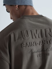 River Island Grey Oversized Luminis Embossed T-Shirt - Image 1 of 6
