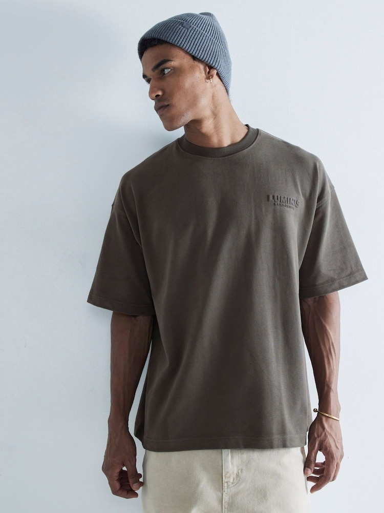 River Island Grey Oversized Luminis Embossed T-Shirt - Image 2 of 6