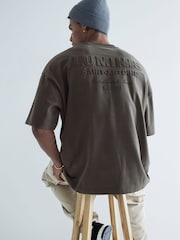 River Island Grey Oversized Luminis Embossed T-Shirt - Image 4 of 6