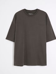 River Island Grey Oversized Luminis Embossed T-Shirt - Image 5 of 6