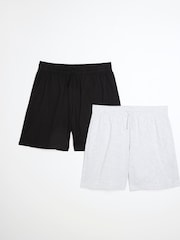 River Island Grey/Black Regular Fit Jersey Shorts 2 Pack - Image 6 of 6
