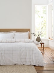 Bianca Natural Oxton Check 200 Thread Count Duvet Cover Set - Image 2 of 4