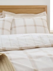Bianca Natural Oxton Check 200 Thread Count Duvet Cover Set - Image 3 of 4