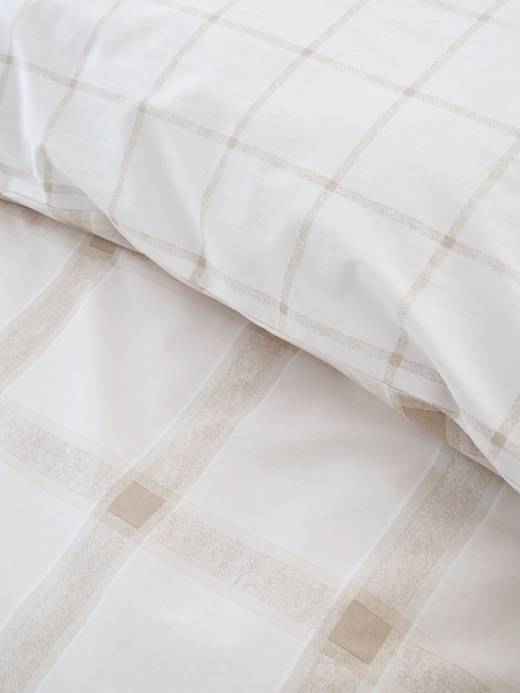 Bianca Natural Oxton Check 200 Thread Count Duvet Cover Set - Image 4 of 4