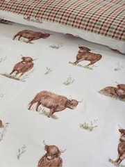 Catherine Lansfield Angus Highland Cow Reversible Duvet Cover Set - صورة 4 من 4