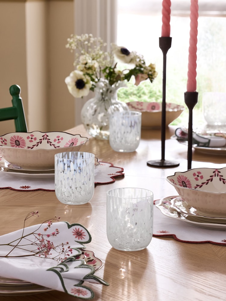 Nina Campbell Set of 4 White Confetti Tumbler Glasses - Image 5 of 5