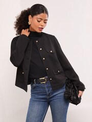 Lipsy Black Miliatry Button Detail Jacket - Image 1 of 5