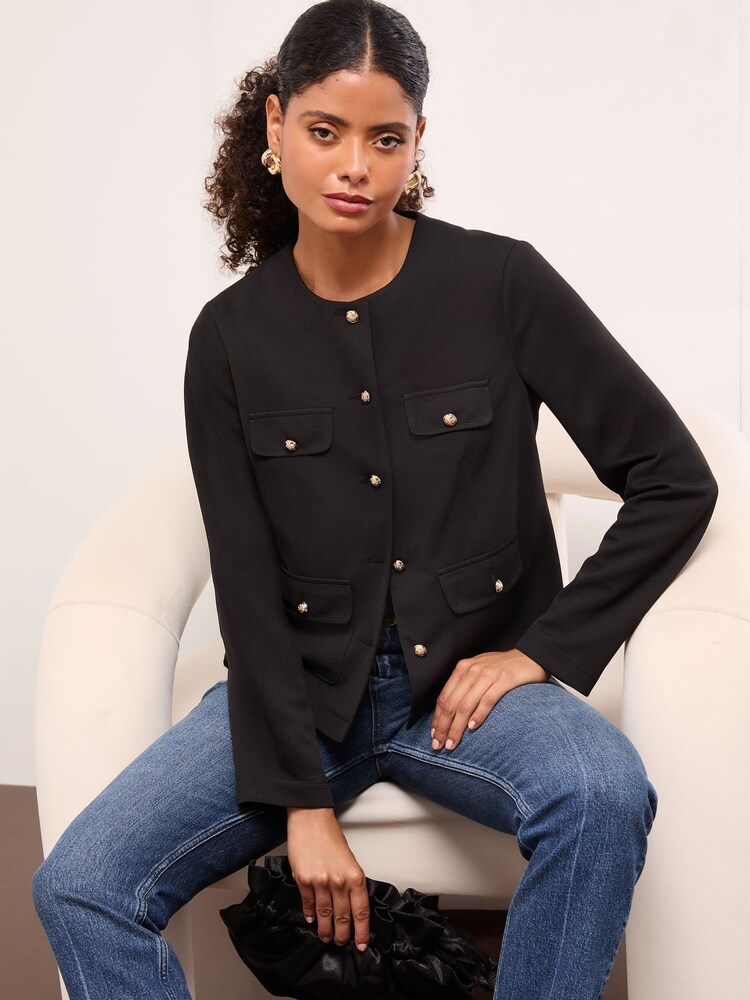 Lipsy Black Miliatry Button Detail Jacket - Image 2 of 5