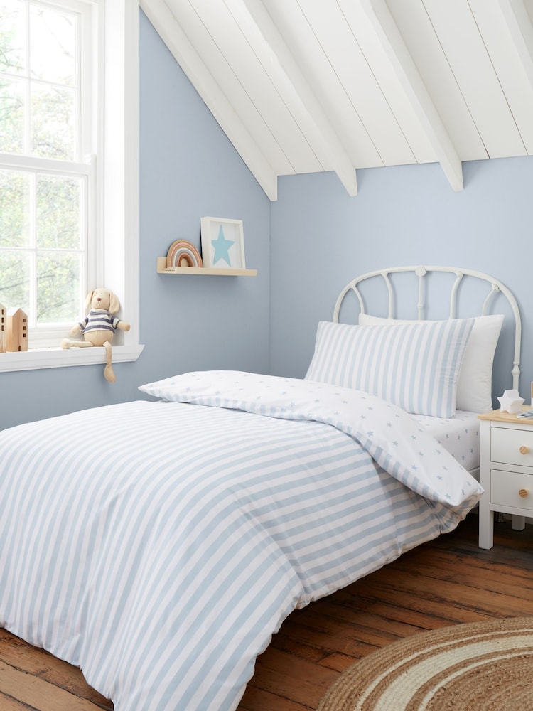 Bianca Blue Mini Star & Stripes Cotton Duvet Cotton Duvet Set - Image 2 of 4 Bianca Blue Mini Star & Stripes Cotton Duvet Cotton Duvet Set - Image 2 of 4