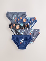 Navy Space Cotton Printed Briefs 5 Pack (1.5-10yrs) - Image 1 of 9