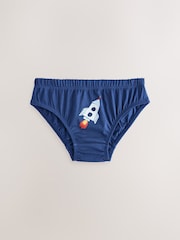 Navy Space Cotton Printed Briefs 5 Pack (1.5-10yrs) - Image 6 of 9