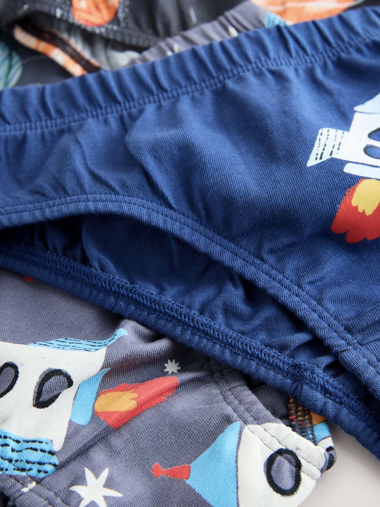 Navy Space Cotton Printed Briefs 5 Pack (1.5-10yrs) - Image 9 of 9