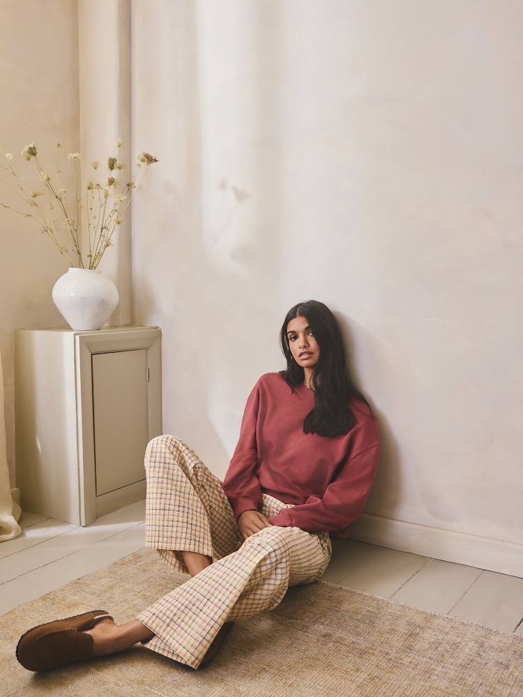 أحمر - Sweatshirt and Textured Bottoms Pyjamas - صورة 1 من 5