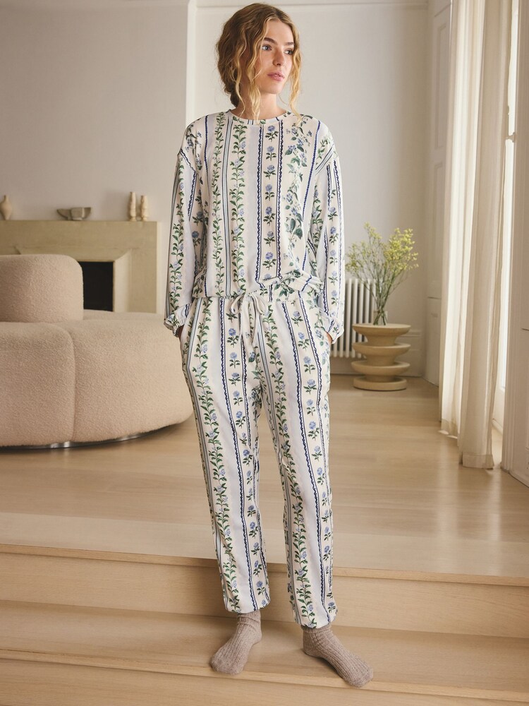 Blue Floral Cosy Long Sleeve Pyjamas - Image 2 of 8