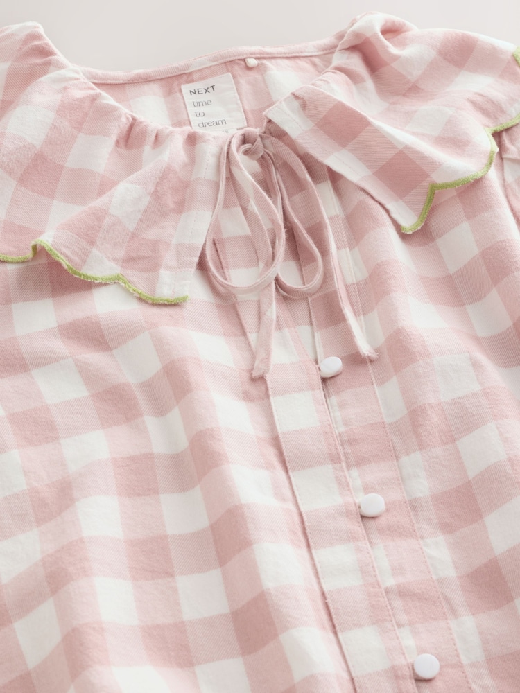 ピンク ギンガム - コットン フロントボタンパジャマ - 画像 10 / 10