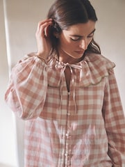 ピンク ギンガム - コットン フロントボタンパジャマ - 画像 5 / 10