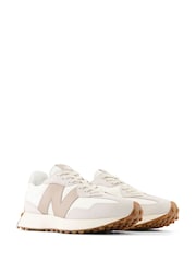 New Balance White/Gold 327 Trainers - Image 6 of 14
