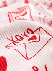 Pink/Red Heart Ribbed Long Sleeve Pyjamas - Image 7 of 8