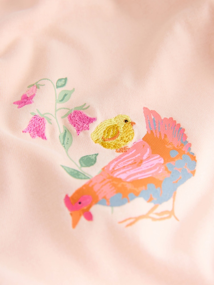 Peach Pink Hen Jersey Short Sleeve Pyjamas - Image 3 of 3 Peach Pink Hen Jersey Short Sleeve Pyjamas - Image 3 of 3
