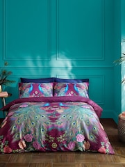 Matthew Williamson Plum Xanadu Peacock 200 Thread Count Duvet Cover Set - Image 1 of 4