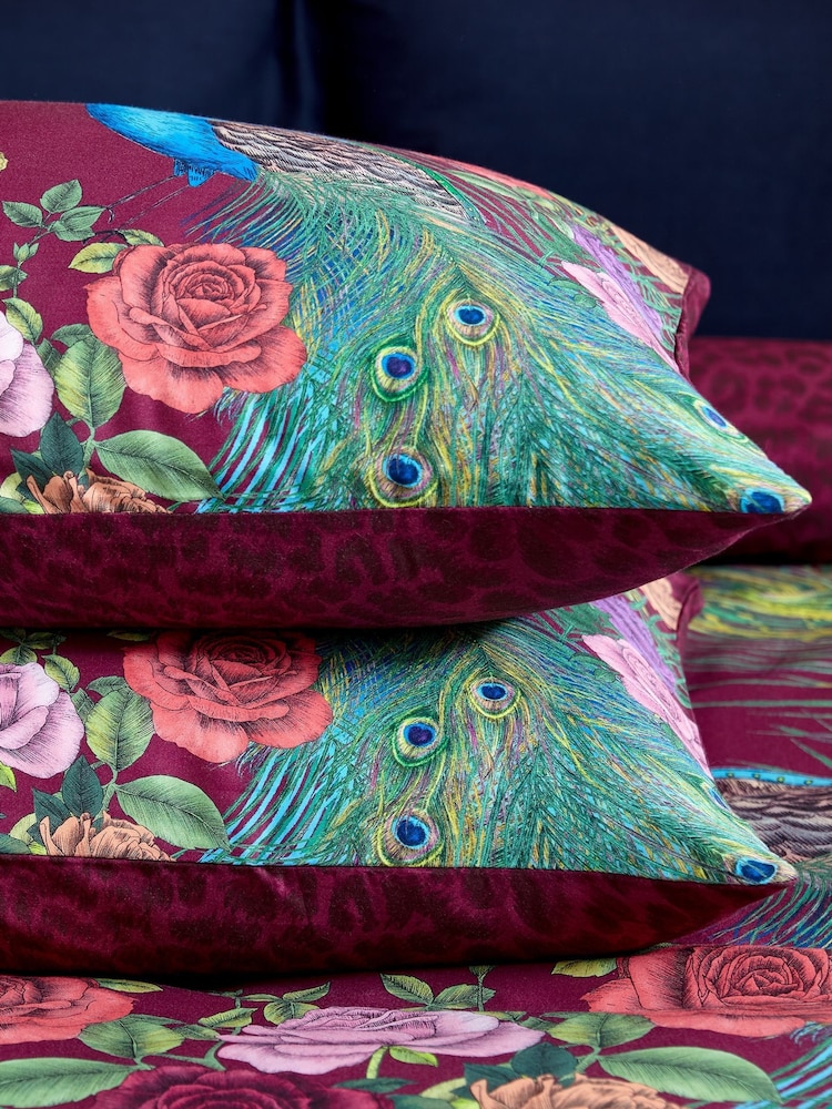 Matthew Williamson Plum Xanadu Peacock 200 Thread Count Duvet Cover Set - Image 2 of 4