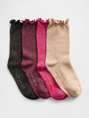 Gap White Shimmer Crew Socks 4 Pack - Image 1 of 1