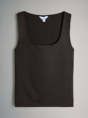 The Set Black/Chocolate Brown/White 3 Pack Soft Touch Polyamide Square Neck Vests - Image 11 of 14