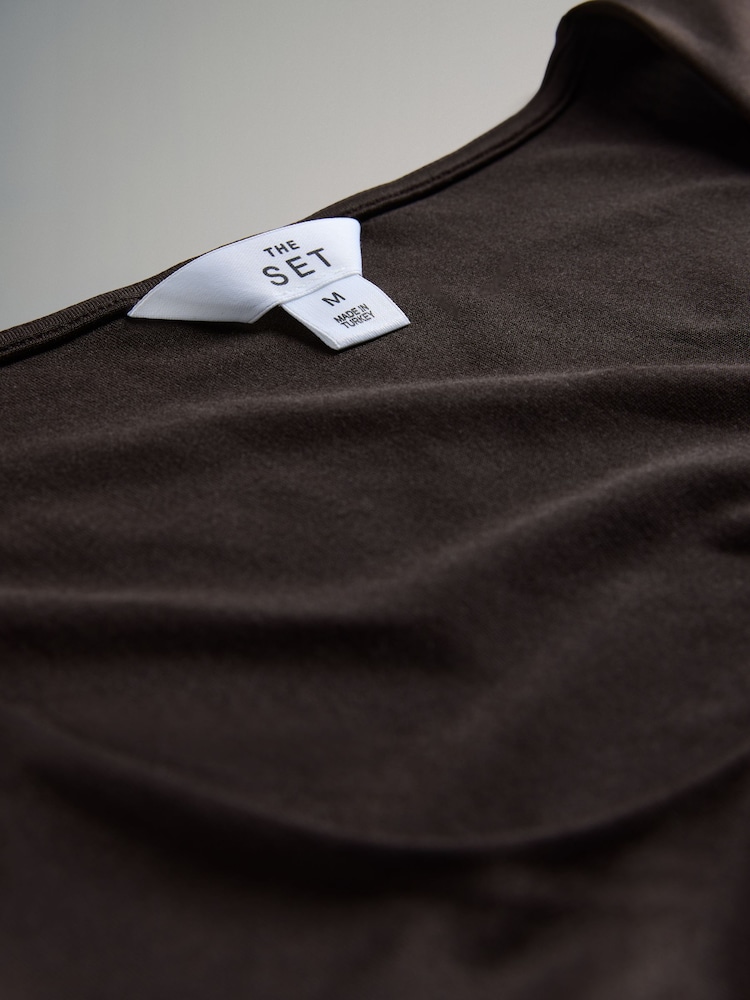 The Set Black/Chocolate Brown/White 3 Pack Soft Touch Polyamide Square Neck Vests - Image 14 of 14