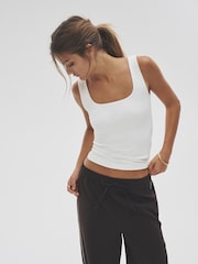 The Set Black/Chocolate Brown/White 3 Pack Soft Touch Polyamide Square Neck Vests - Image 6 of 14