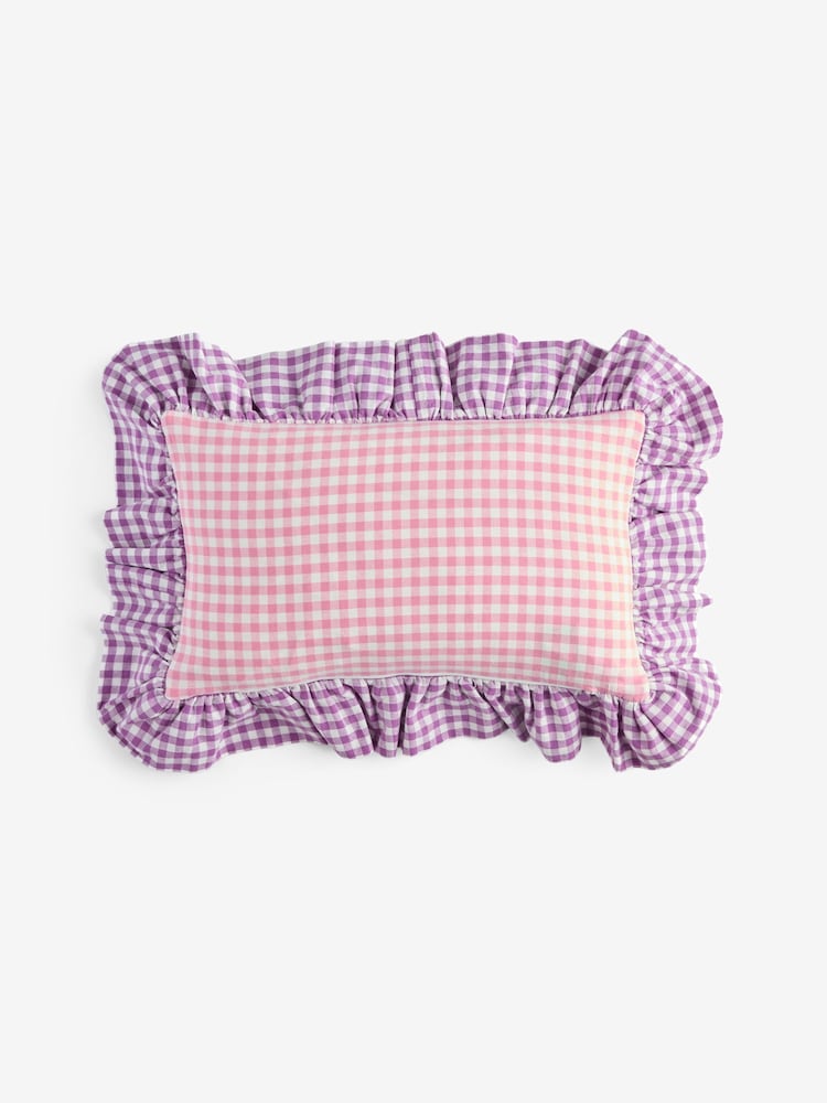 Eleanor Bowmer Pink Gingham Dreamer Sloagan Ruffle Cushion - Image 5 of 5 Eleanor Bowmer Pink Gingham Dreamer Sloagan Ruffle Cushion - Image 5 of 5