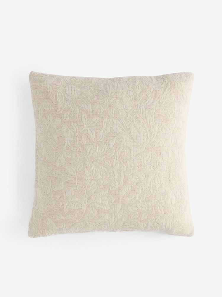 Nina Campbell Natural Floral Jacquard Cushion - Image 1 of 2