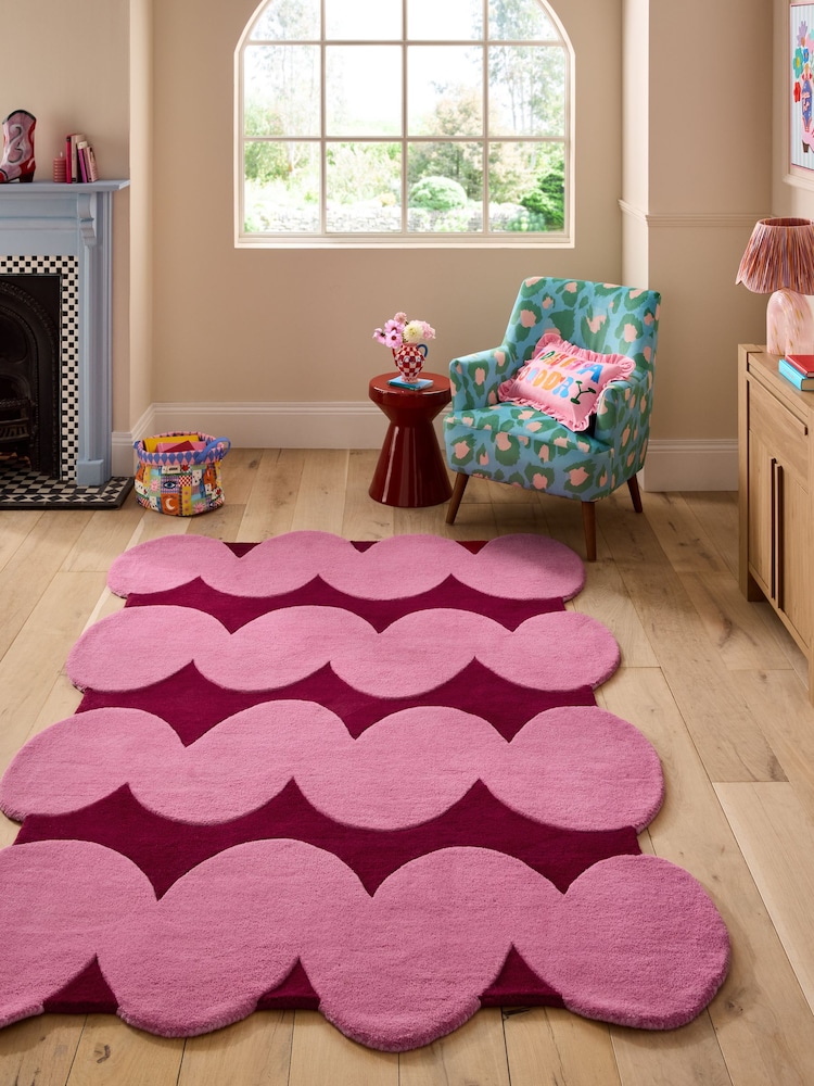 Eleanor Bowmer Red/Pink Squiggle Wool Tufted Rug - Image 1 of 5