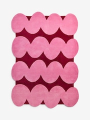 Eleanor Bowmer Red/Pink Squiggle Wool Tufted Rug - Image 5 of 5