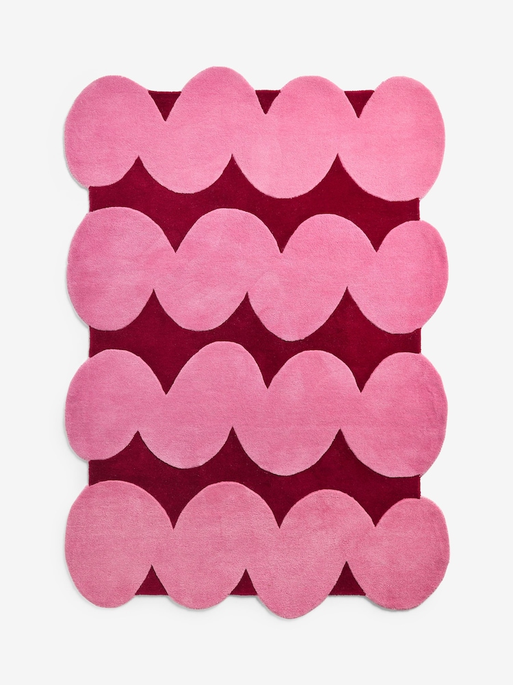 Eleanor Bowmer Red/Pink Squiggle Wool Tufted Rug - Image 5 of 5