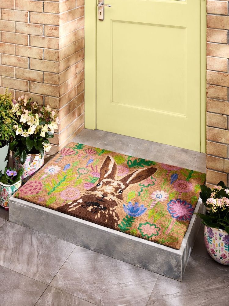 Lucy Tiffney Bon Bon The Bunny Floral Door Mat - Image 1 of 4