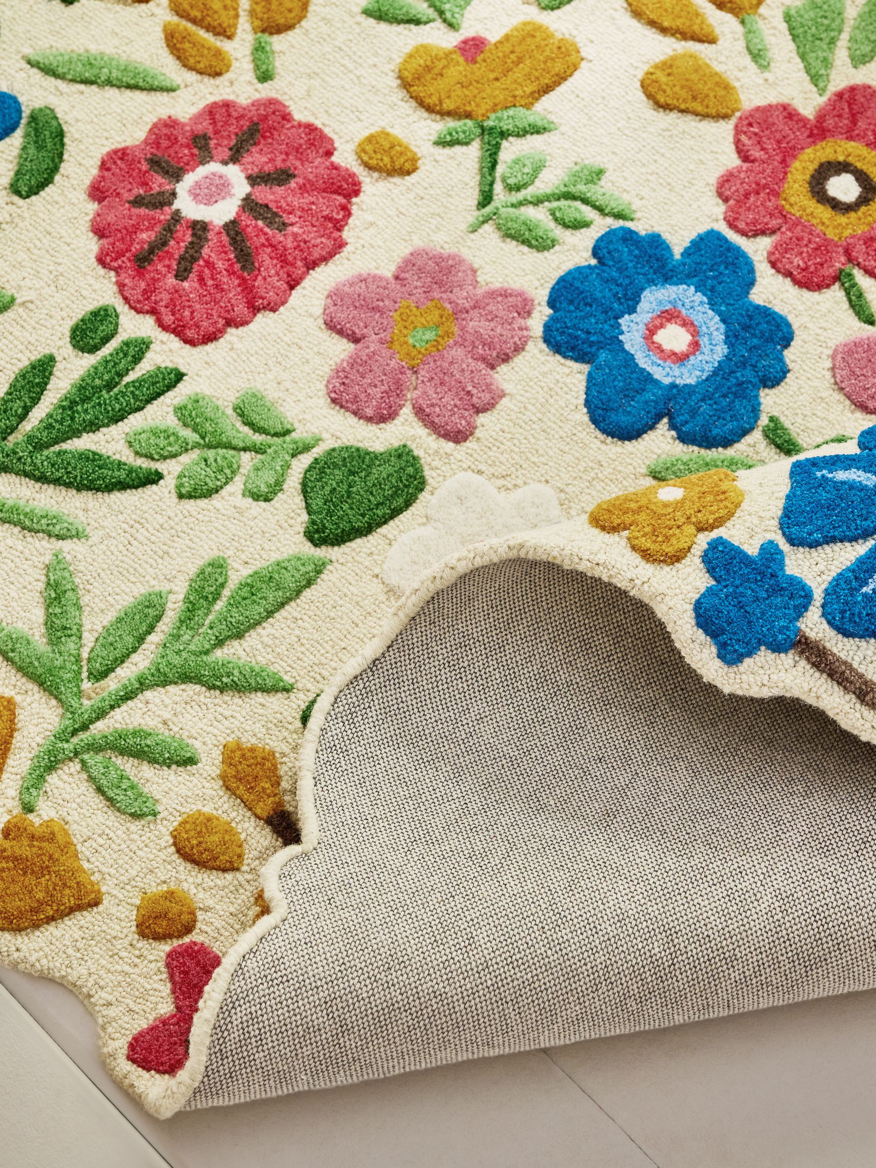 Buy Lucy Tiffney Multi Floral Periwinkle Wool Tufted Rug from the Next ...