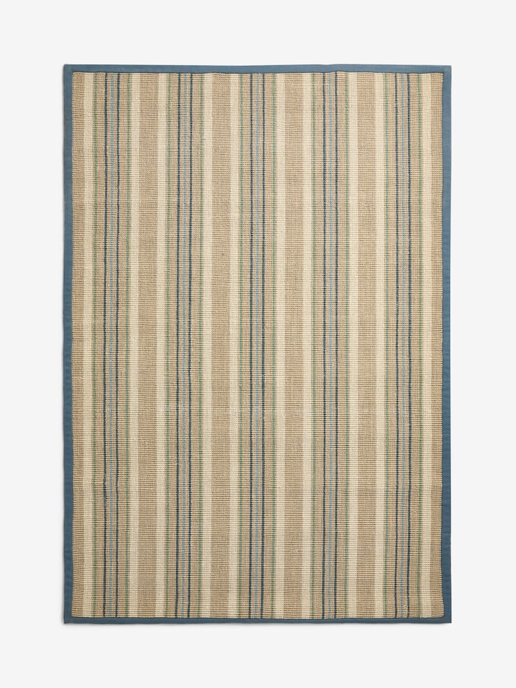 Nina Campbell Blue Stripe Sisal Flatweave Rug - Image 5 of 5
