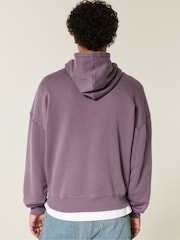 Moletom com capuz Hollister roxo com logo folgado e parte inferior ajustada - Imagem 2 de 3