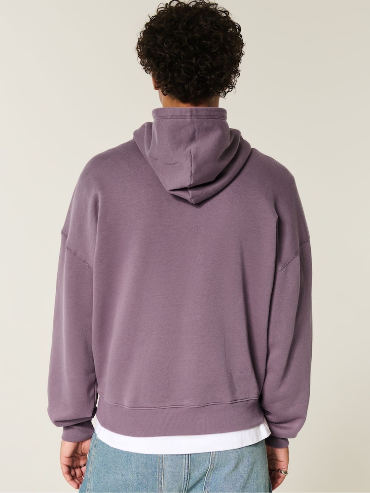 Moletom com capuz Hollister roxo com logo folgado e parte inferior ajustada - Imagem 2 de 3