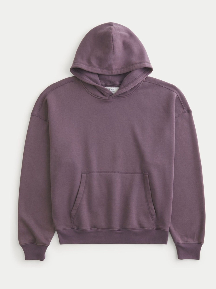 Moletom com capuz Hollister roxo com logo folgado e parte inferior ajustada - Imagem 3 de 3