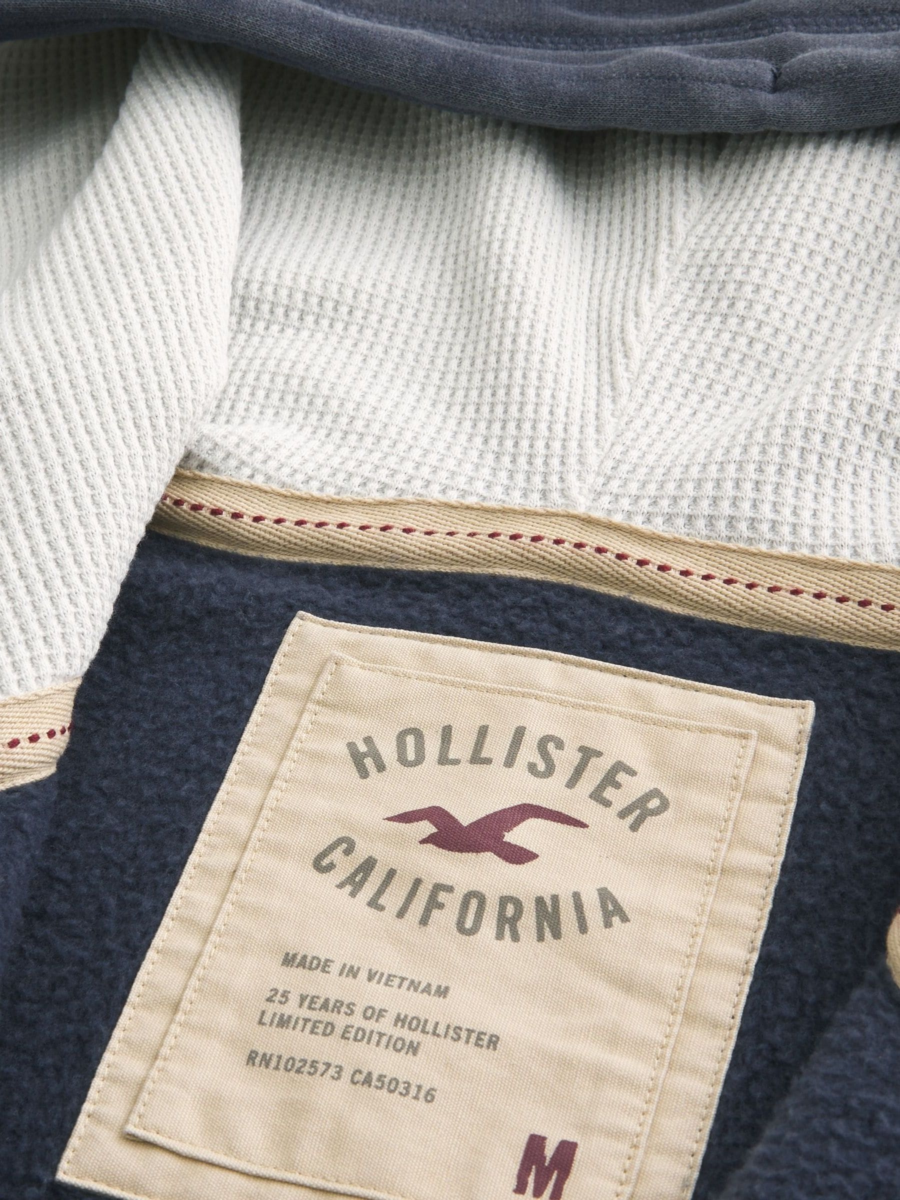 Buy Hollister Blue Logo Waffle Lined Boxy Zip-Up Hoodie from Next USA