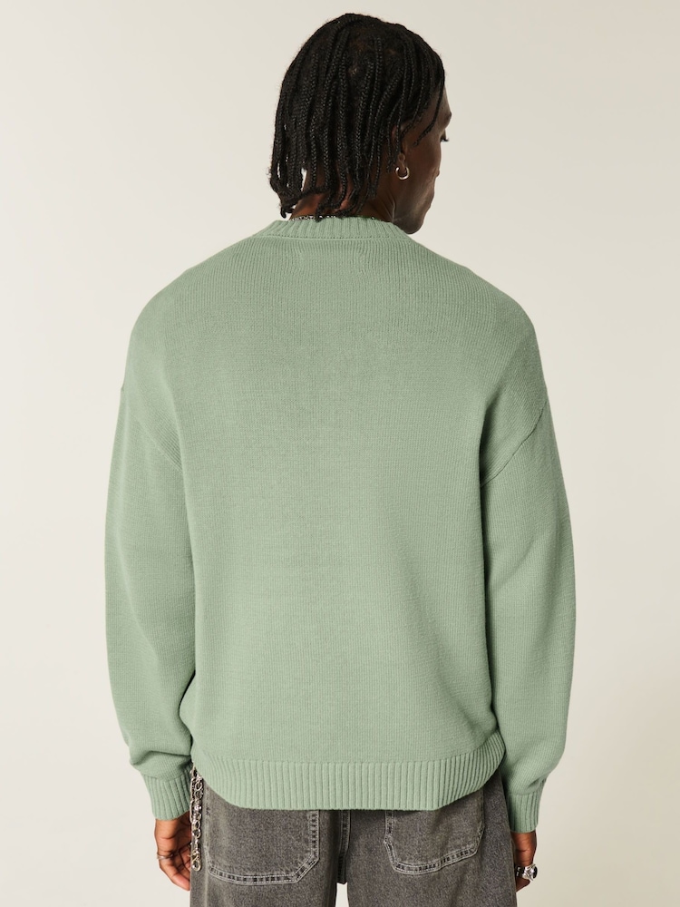 Hollister Green Jersey Crew Neck Jumper - Image 2 of 4