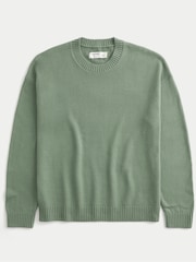 Hollister Green Jersey Crew Neck Jumper - Image 3 of 4