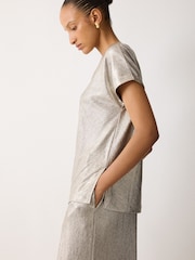 Jigsaw Gold Metallic Cap Sleeve Top - Image 2 of 6