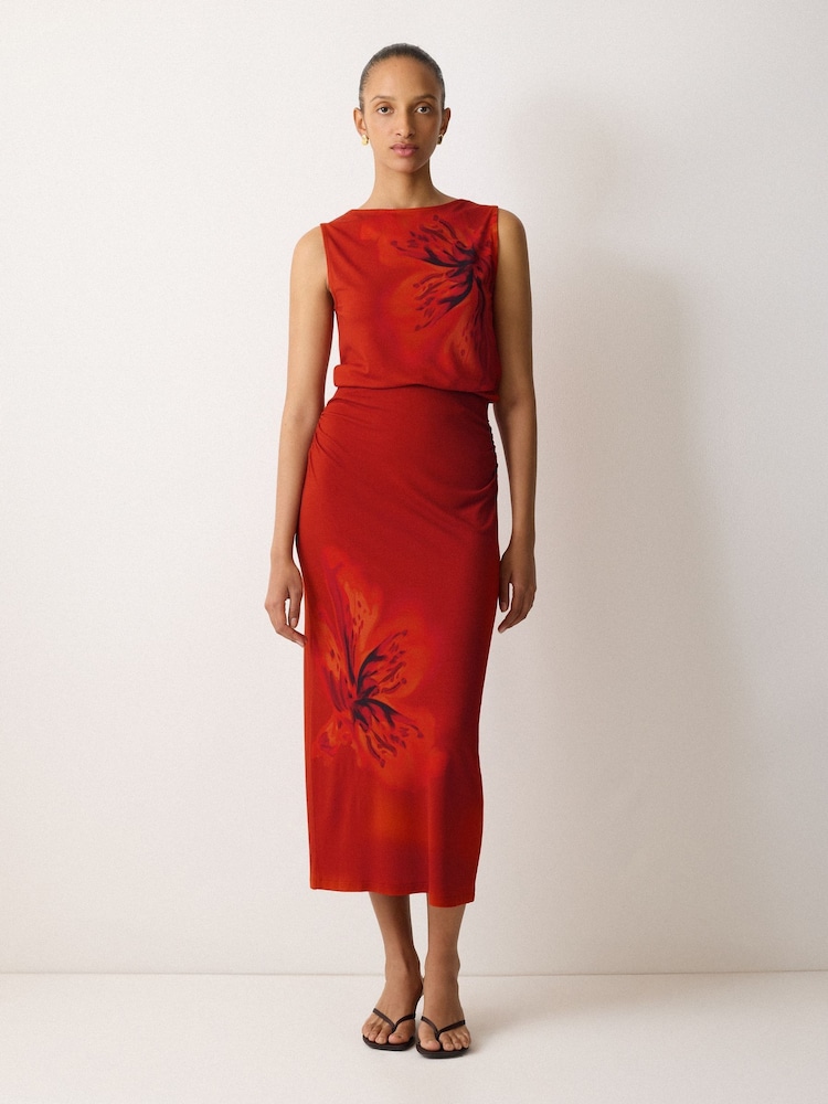 Jigsaw Red Fire Flower Printed Jersey Top - Image 2 of 6 Jigsaw Red Fire Flower Printed Jersey Top - Image 2 of 6