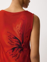 Jigsaw Red Fire Flower Printed Jersey Top - Image 3 of 6